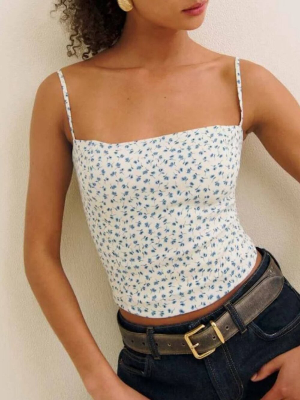 NWOT Reformation Overland Top Blue and White Floral size 0